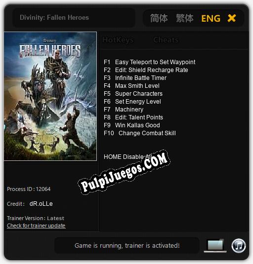 Entrenador liberado a Divinity: Fallen Heroes [v1.0.3]