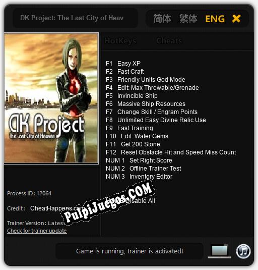 DK Project: The Last City of Heaven: Cheats, Trainer +15 [CheatHappens.com]