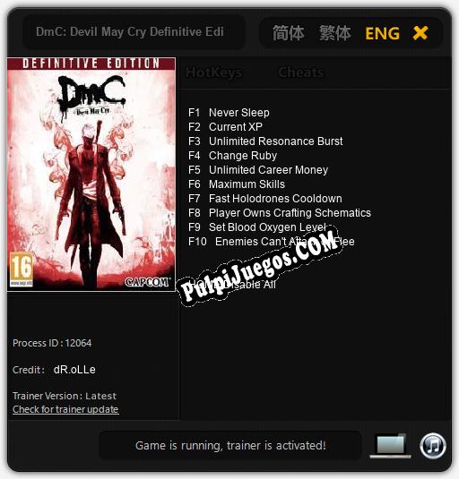 Entrenador liberado a DmC: Devil May Cry Definitive Edition [v1.0.6]