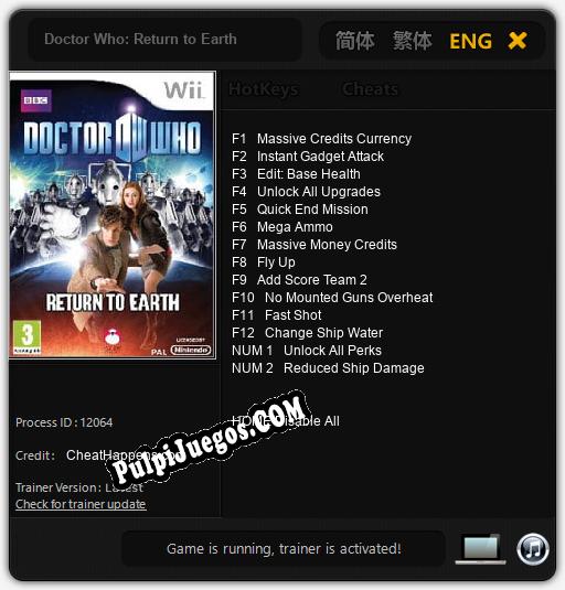 Doctor Who: Return to Earth: Cheats, Trainer +14 [CheatHappens.com]