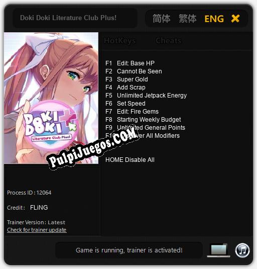 Entrenador liberado a Doki Doki Literature Club Plus! [v1.0.9]