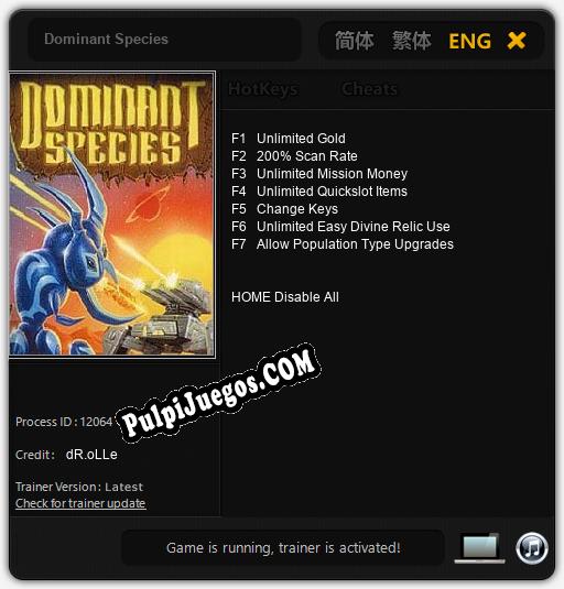 Entrenador liberado a Dominant Species [v1.0.7]