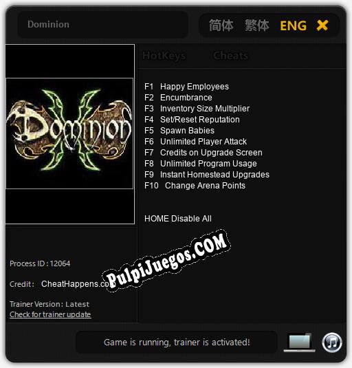 Dominion: Trainer +10 [v1.3]