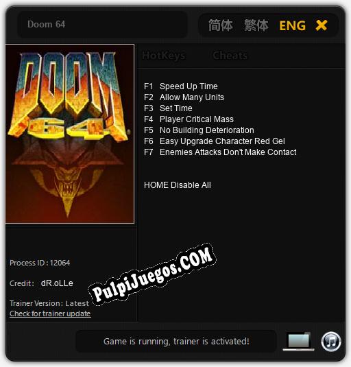 Doom 64: Cheats, Trainer +7 [dR.oLLe]