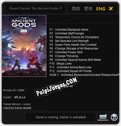 Entrenador liberado a Doom Eternal: The Ancient Gods, Part Two [v1.0.1]