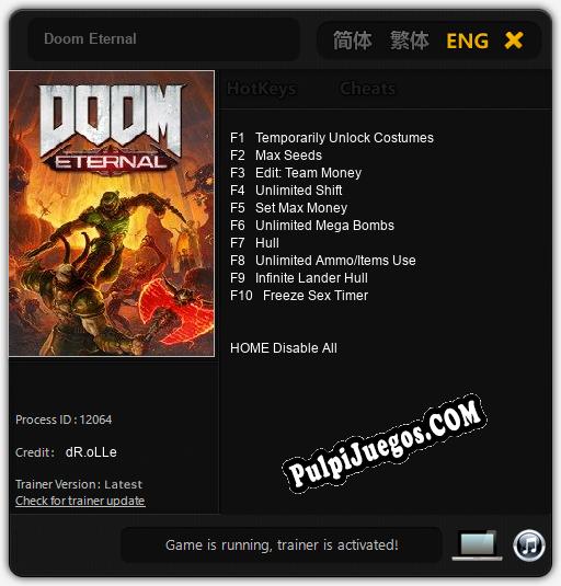 Doom Eternal: Treinador (V1.0.64)