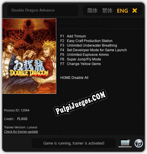 Double Dragon Advance: Treinador (V1.0.80)