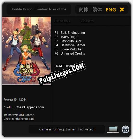 Double Dragon Gaiden: Rise of the Dragons: Treinador (V1.0.49)