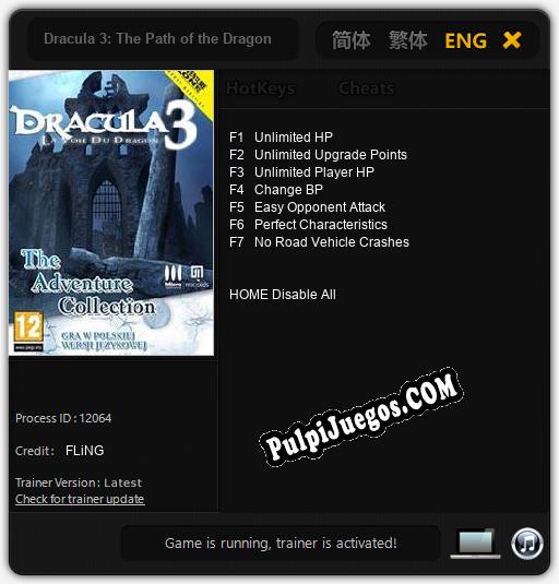 Entrenador liberado a Dracula 3: The Path of the Dragon [v1.0.9]