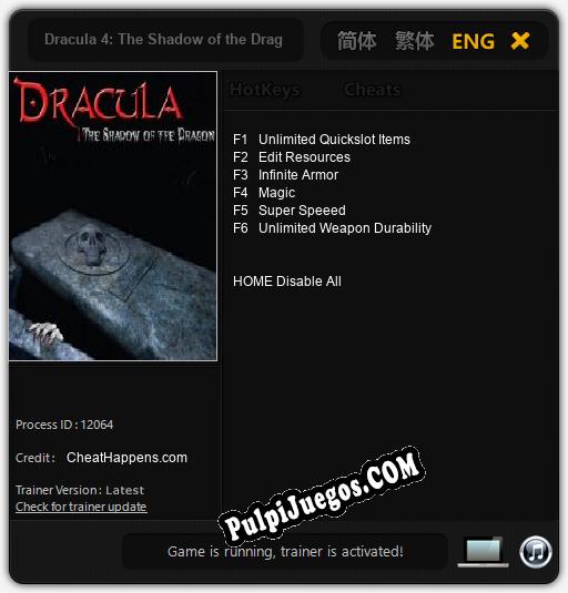 Dracula 4: The Shadow of the Dragon: Trainer +6 [v1.3]