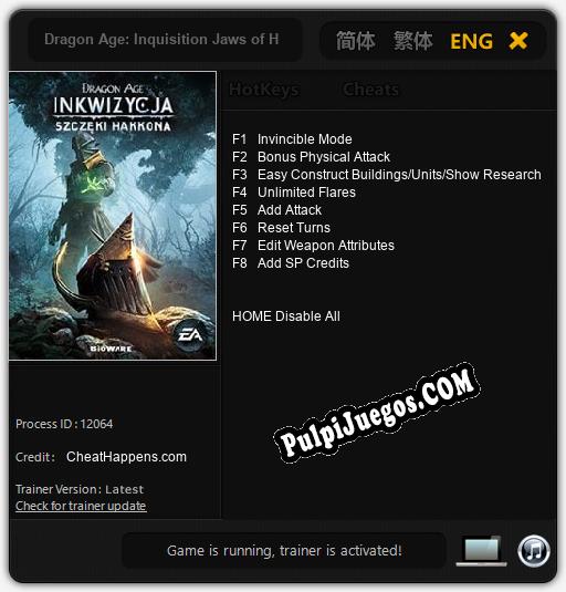 Dragon Age: Inquisition Jaws of Hakkon: Trainer +8 [v1.9]