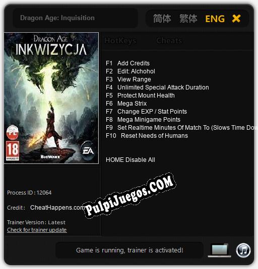 Dragon Age: Inquisition: Cheats, Trainer +10 [CheatHappens.com]