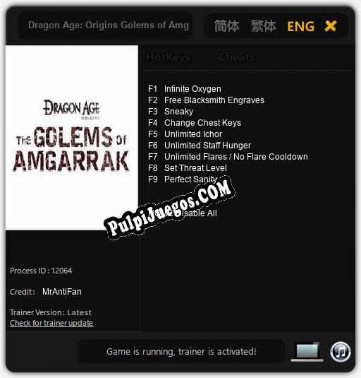 Dragon Age: Origins Golems of Amgarrak: Cheats, Trainer +9 [MrAntiFan]