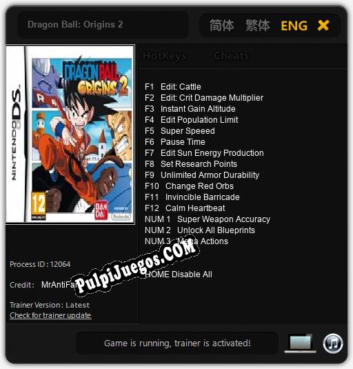 Dragon Ball: Origins 2: Trainer +15 [v1.6]