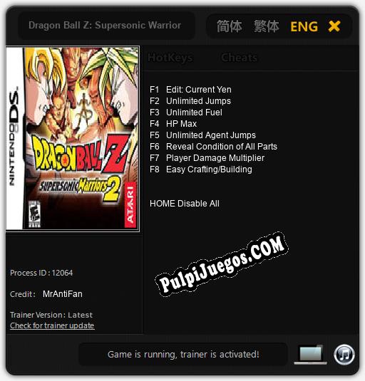 Entrenador liberado a Dragon Ball Z: Supersonic Warriors 2 [v1.0.8]