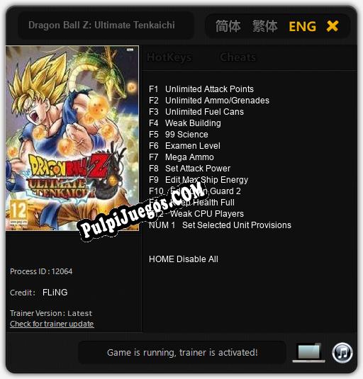 Dragon Ball Z: Ultimate Tenkaichi: Treinador (V1.0.74)