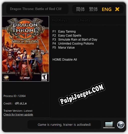 Entrenador liberado a Dragon Throne: Battle of Red Cliffs [v1.0.5]