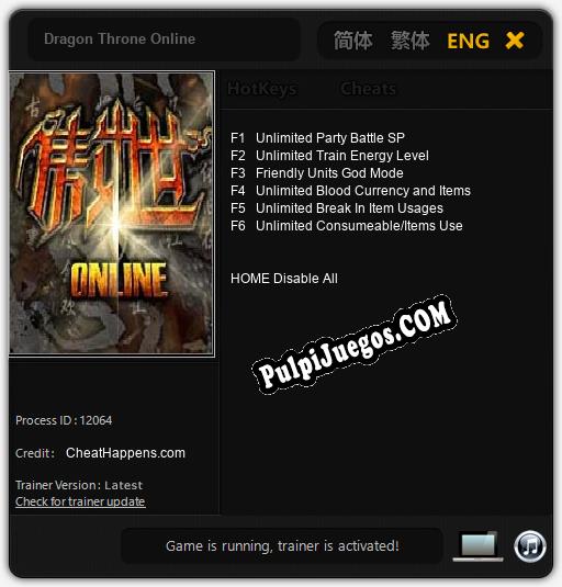 Dragon Throne Online: Treinador (V1.0.36)