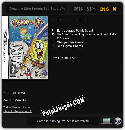 Entrenador liberado a Drawn to Life: SpongeBob SquarePants Edition [v1.0.6]