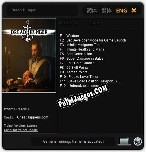 Dread Hunger: Treinador (V1.0.15)