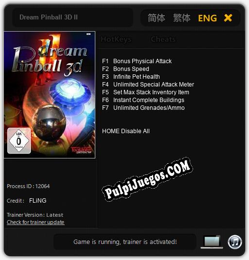 Entrenador liberado a Dream Pinball 3D II [v1.0.1]