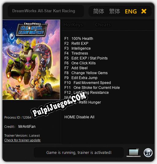 DreamWorks All-Star Kart Racing: Cheats, Trainer +14 [MrAntiFan]