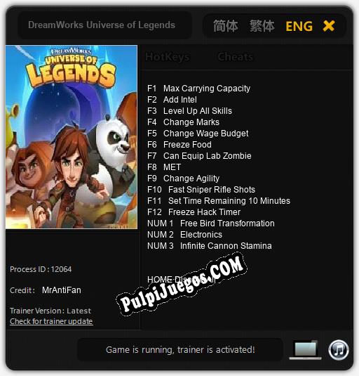 DreamWorks Universe of Legends: Treinador (V1.0.78)