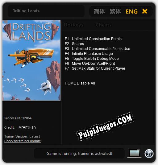 Drifting Lands: Treinador (V1.0.52)