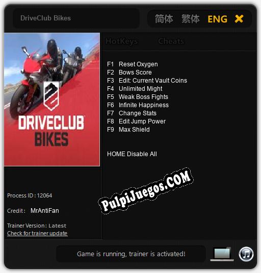 DriveClub Bikes: Trainer +9 [v1.4]