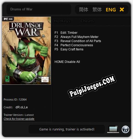 Entrenador liberado a Drums of War [v1.0.3]