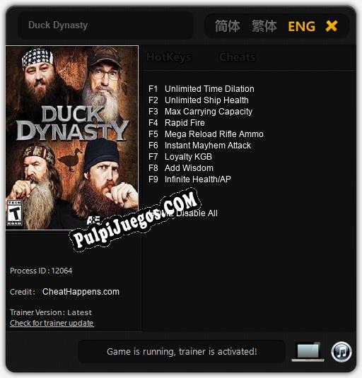 Duck Dynasty: Cheats, Trainer +9 [CheatHappens.com]