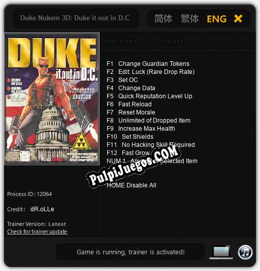 Duke Nukem 3D: Duke it out in D.C.: Trainer +13 [v1.7]