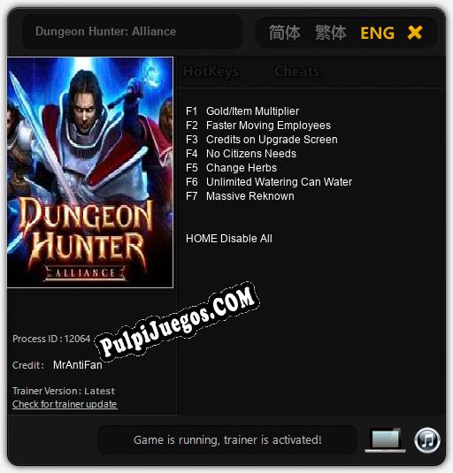 Entrenador liberado a Dungeon Hunter: Alliance [v1.0.9]