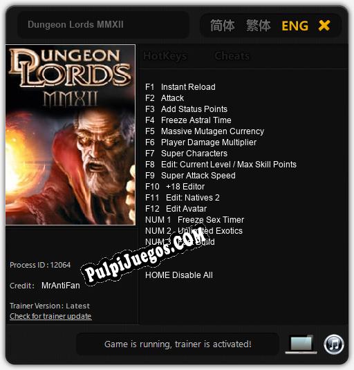 Entrenador liberado a Dungeon Lords MMXII [v1.0.6]