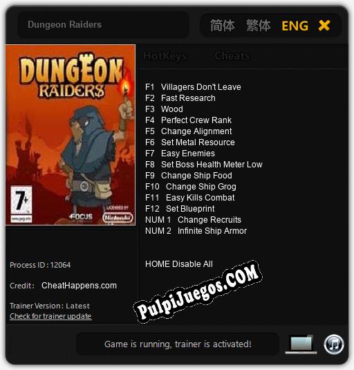 Dungeon Raiders: Treinador (V1.0.11)