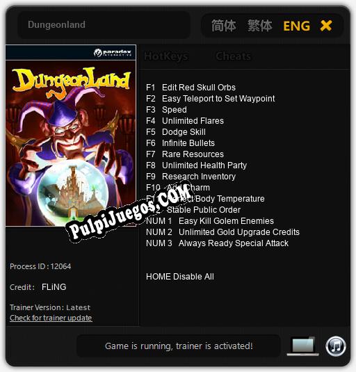 Dungeonland: Trainer +15 [v1.7]