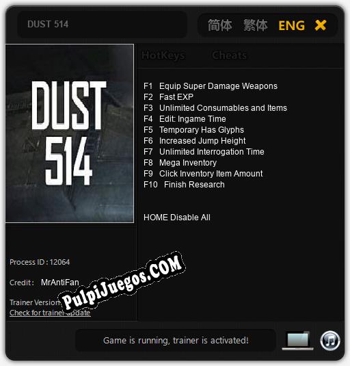 DUST 514: Trainer +10 [v1.1]