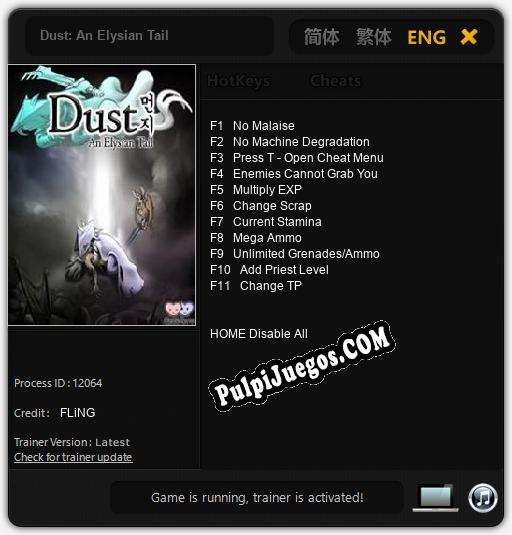 Dust: An Elysian Tail: Treinador (V1.0.64)