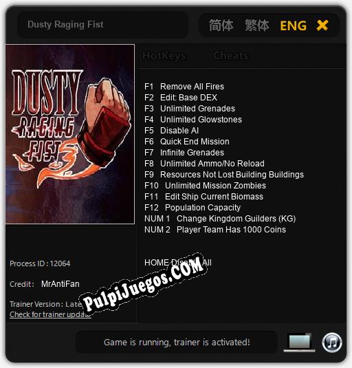 Dusty Raging Fist: Cheats, Trainer +14 [MrAntiFan]