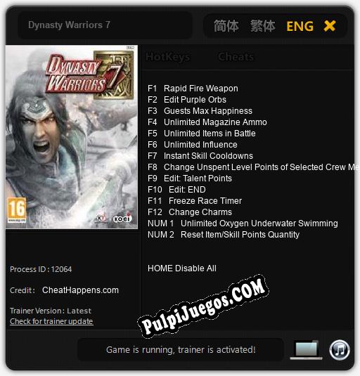 Dynasty Warriors 7: Cheats, Trainer +14 [CheatHappens.com]