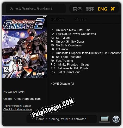 Dynasty Warriors: Gundam 2: Trainer +12 [v1.2]