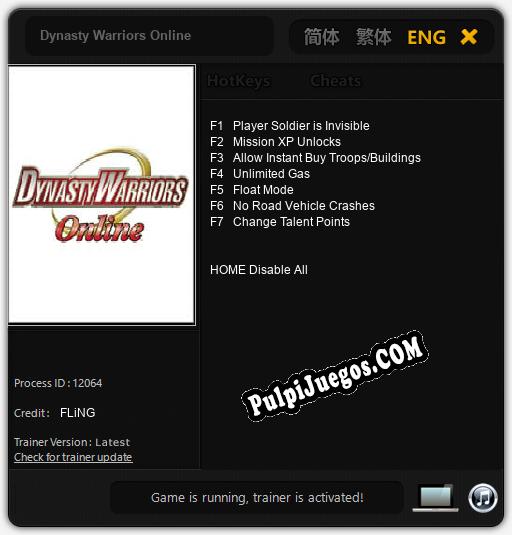 Dynasty Warriors Online: Treinador (V1.0.7)