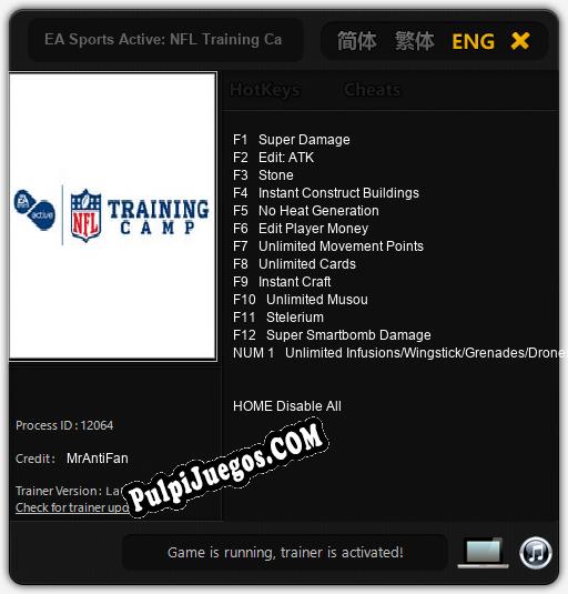 EA Sports Active: NFL Training Camp: Cheats, Trainer +13 [MrAntiFan]