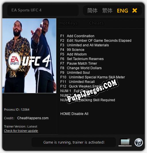 EA Sports UFC 4: Trainer +15 [v1.2]