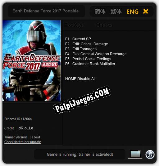 Earth Defense Force 2017 Portable: Treinador (V1.0.82)