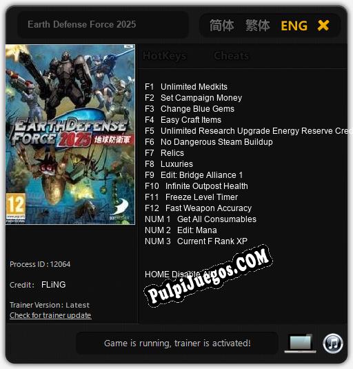 Entrenador liberado a Earth Defense Force 2025 [v1.0.7]