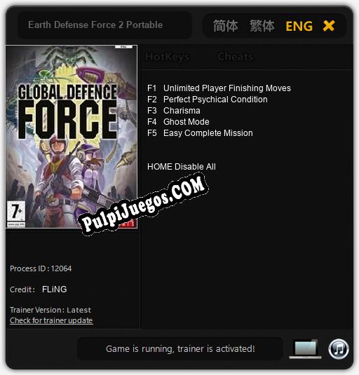 Entrenador liberado a Earth Defense Force 2 Portable [v1.0.3]