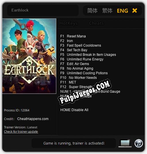 Entrenador liberado a Earthlock [v1.0.9]