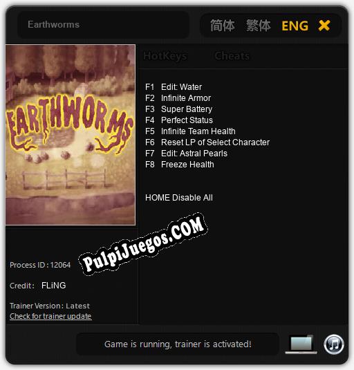 Earthworms: Cheats, Trainer +8 [FLiNG]