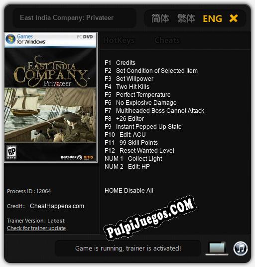 East India Company: Privateer: Trainer +14 [v1.1]